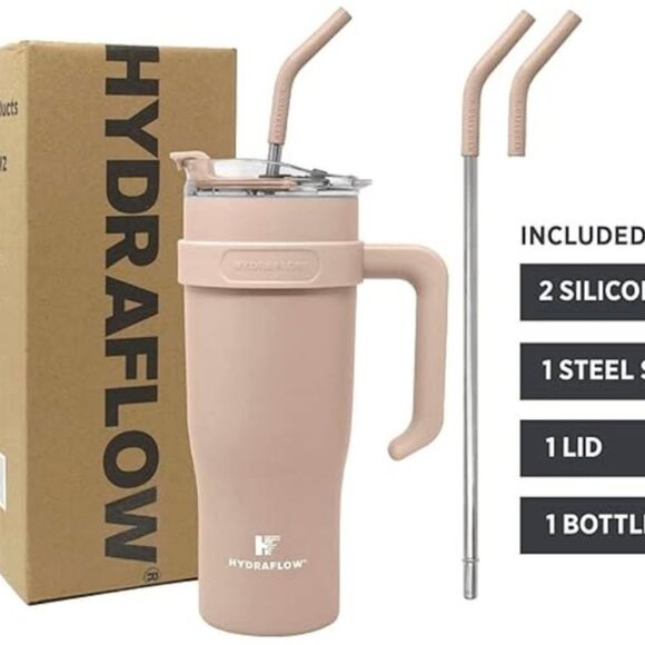 HYDRAFLOW Capri 40oz Tumbler with Straw & Handle – Clay - Picture 2 of 3